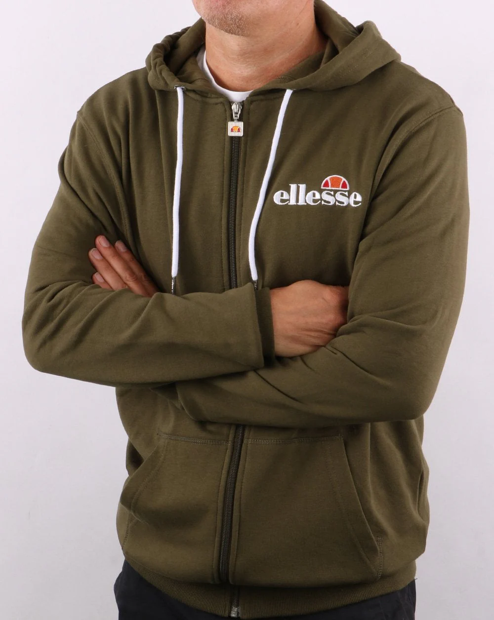 Ellesse Full Zip Hoody Khaki - Image 3