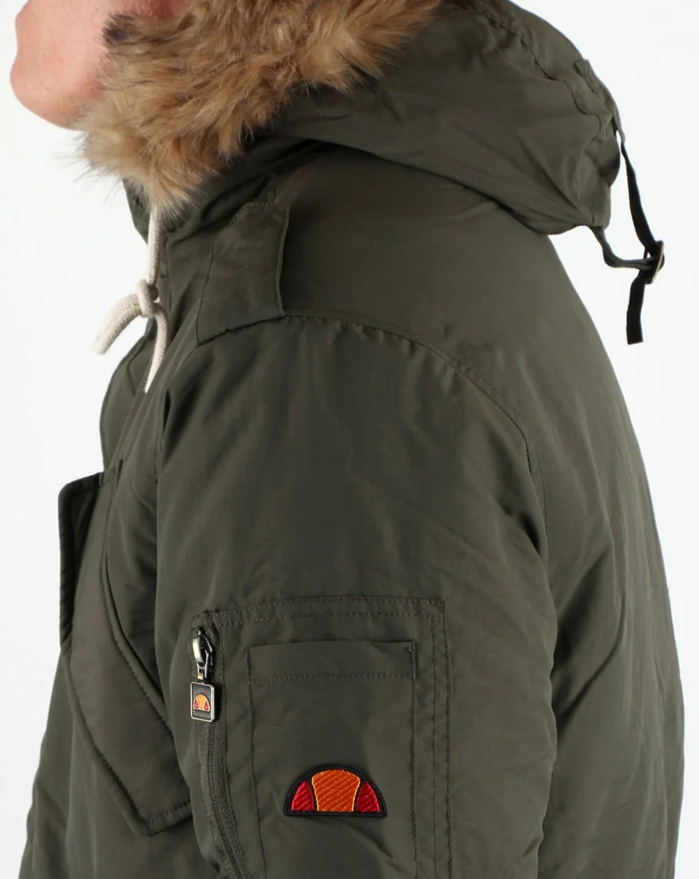 Ellesse Fur Lined Hooded Parka Olive - Image 2