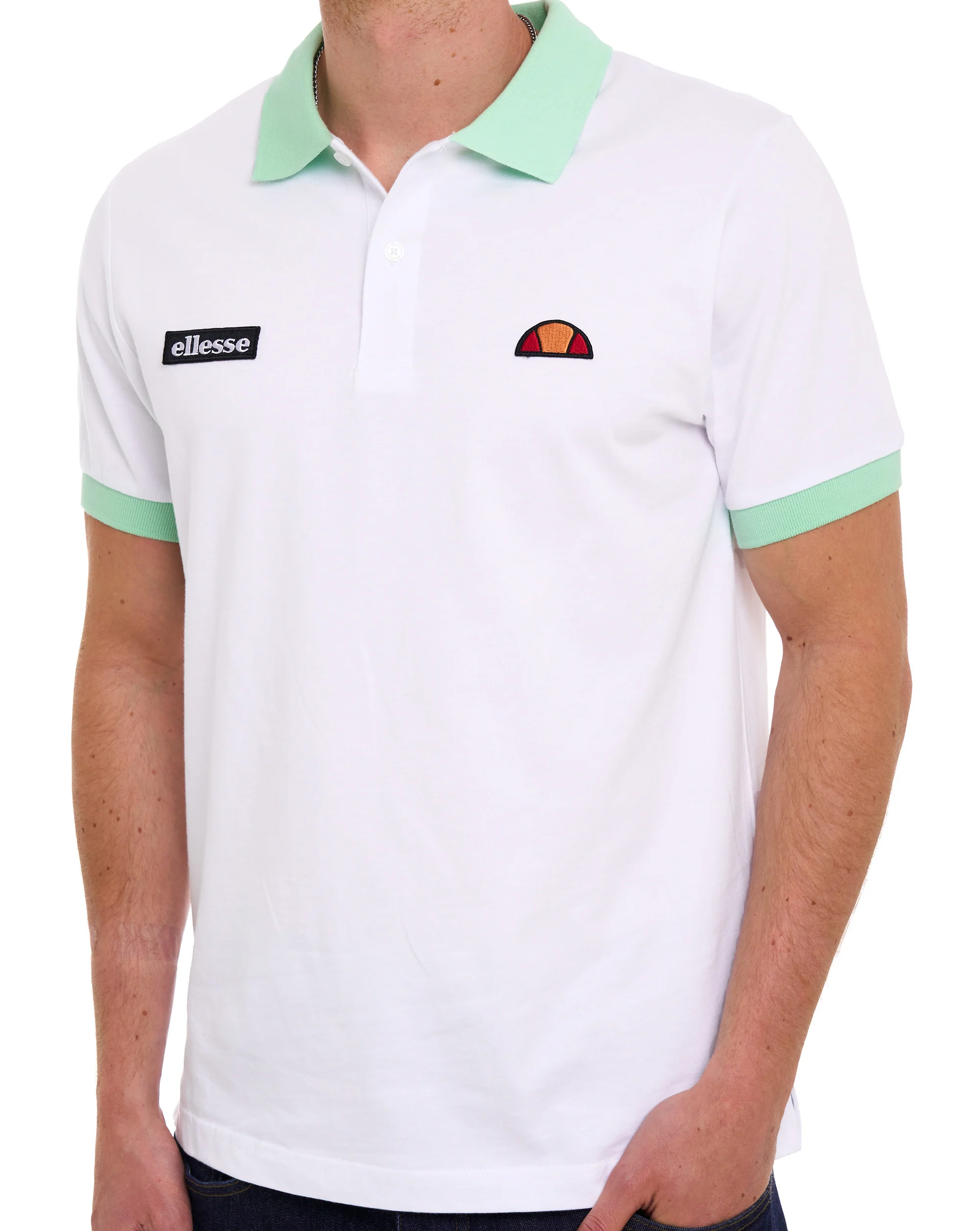 Ellesse Lessepsia Polo Shirt White/Light Green - Image 2