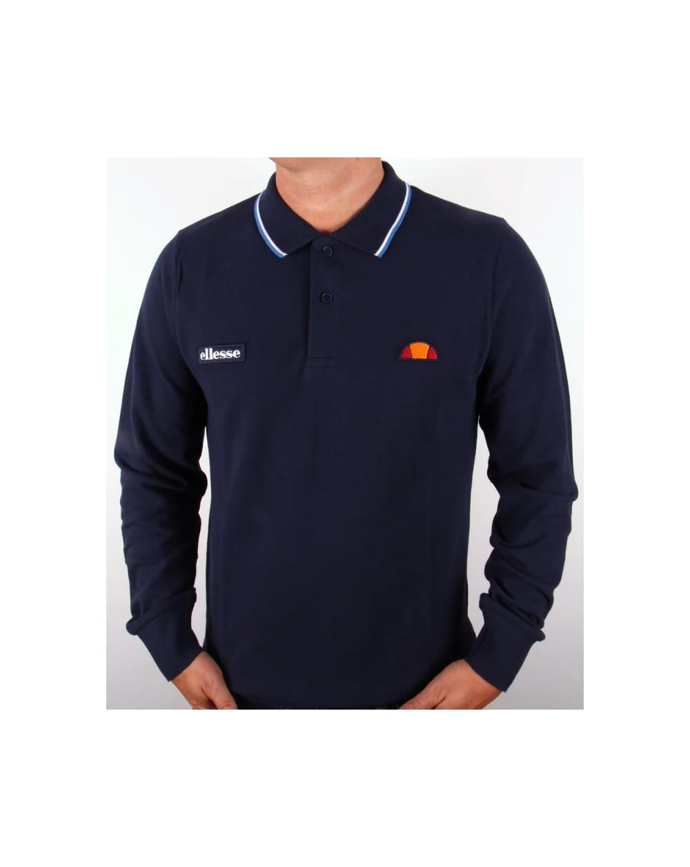 Ellesse Livorno Long Sleeve Polo Shirt Navy