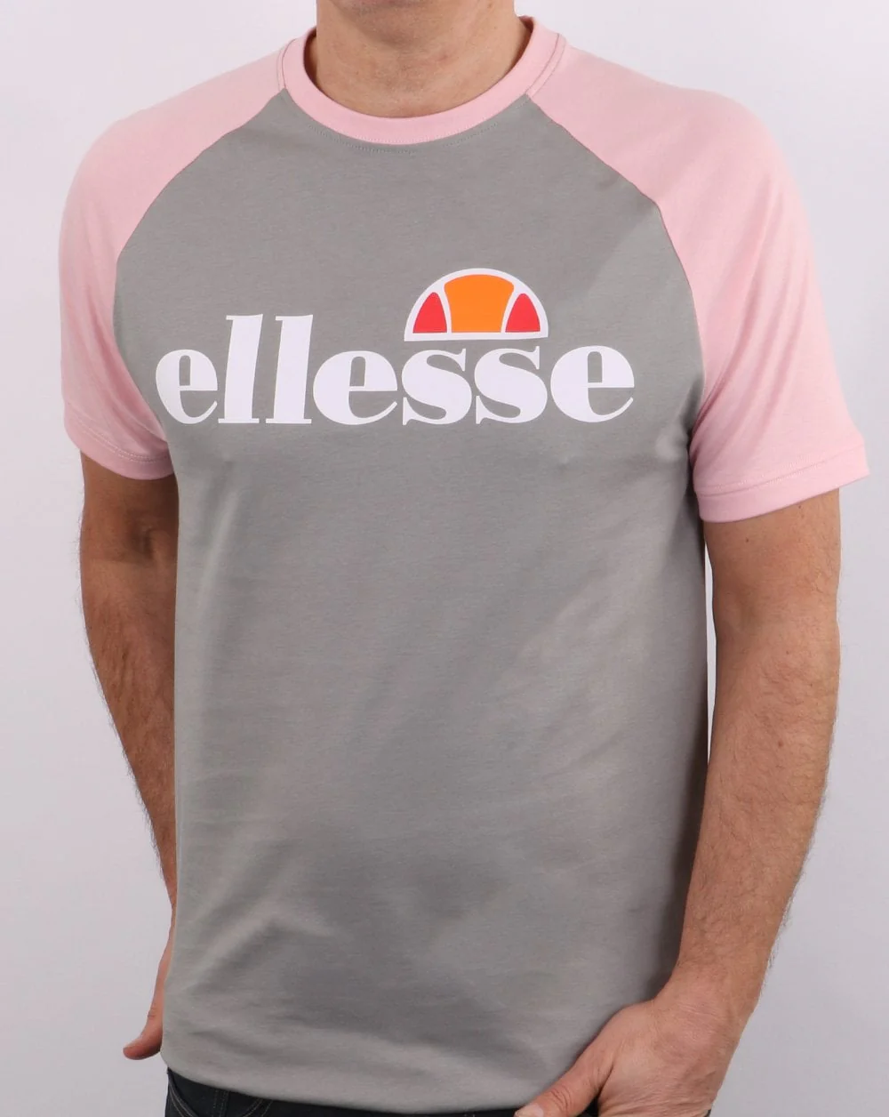 Ellesse Logo T Shirt Grey/pink - Image 3