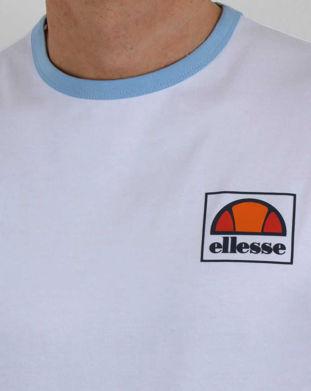 Ellesse Montefello Ringer T Shirt White/Sky Blue - Image 3