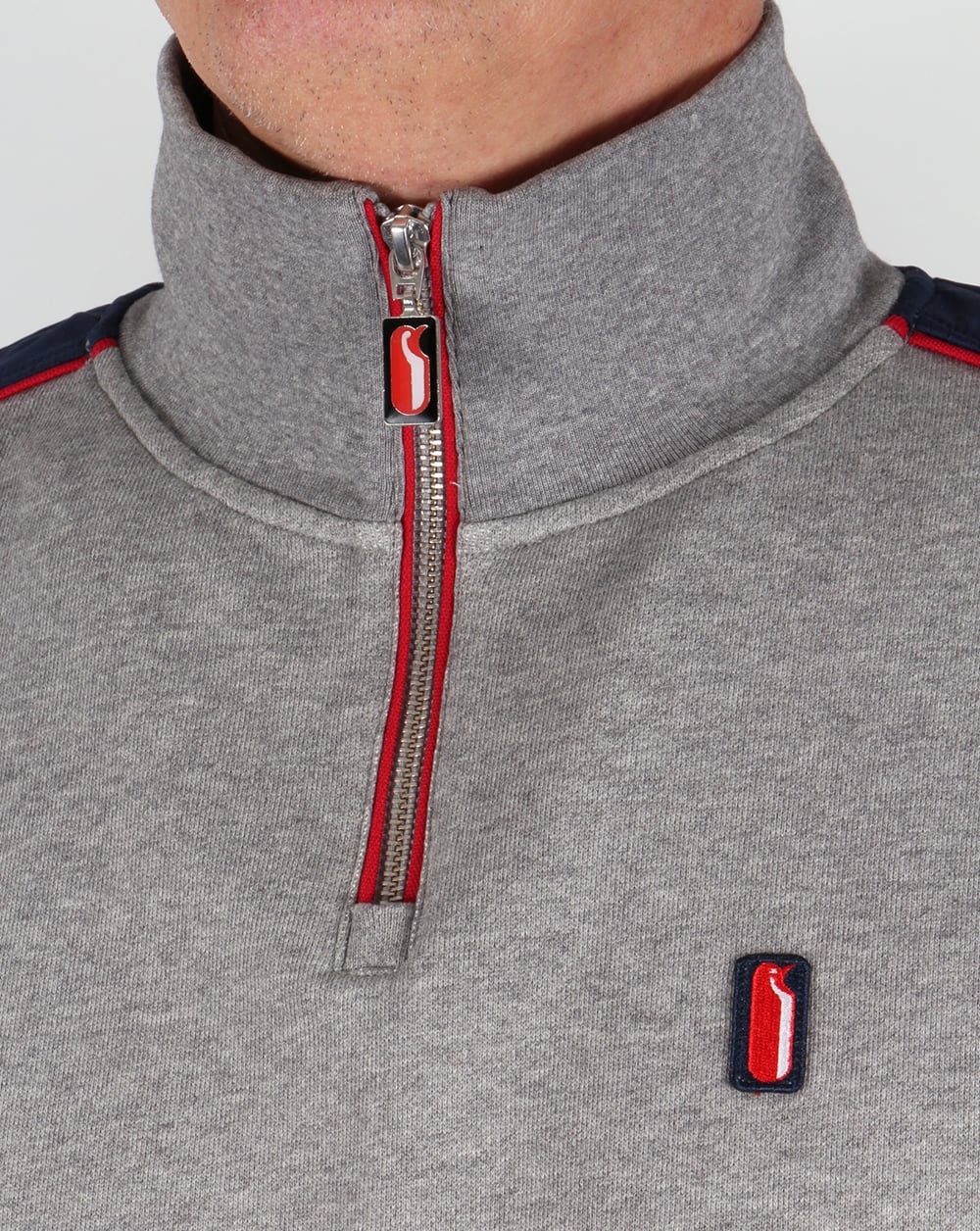 Ellesse Penguin Quarter Zip Sweat Jumper Charcoal Marl - Image 3