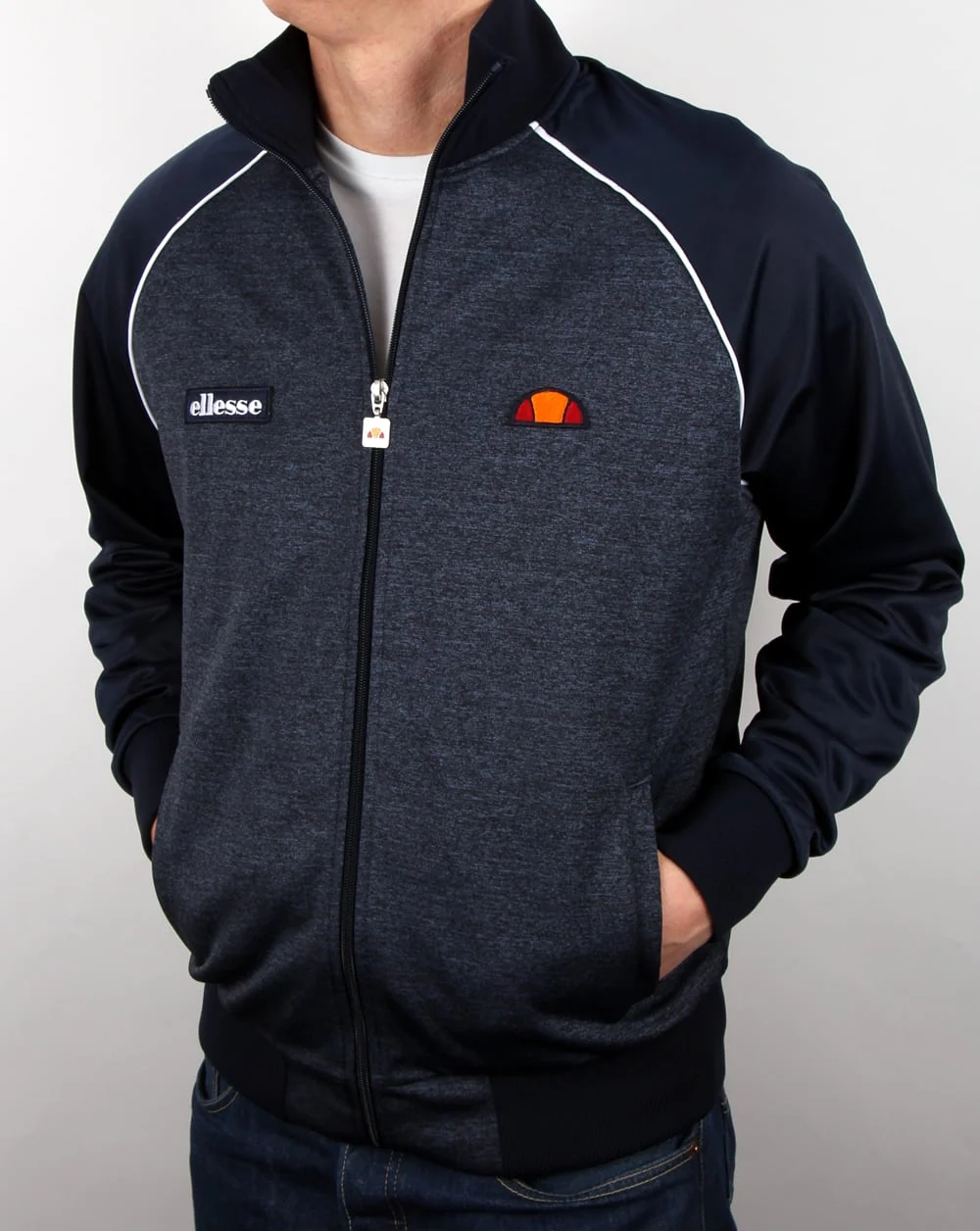 Ellesse Piped Track Top Navy - Image 3