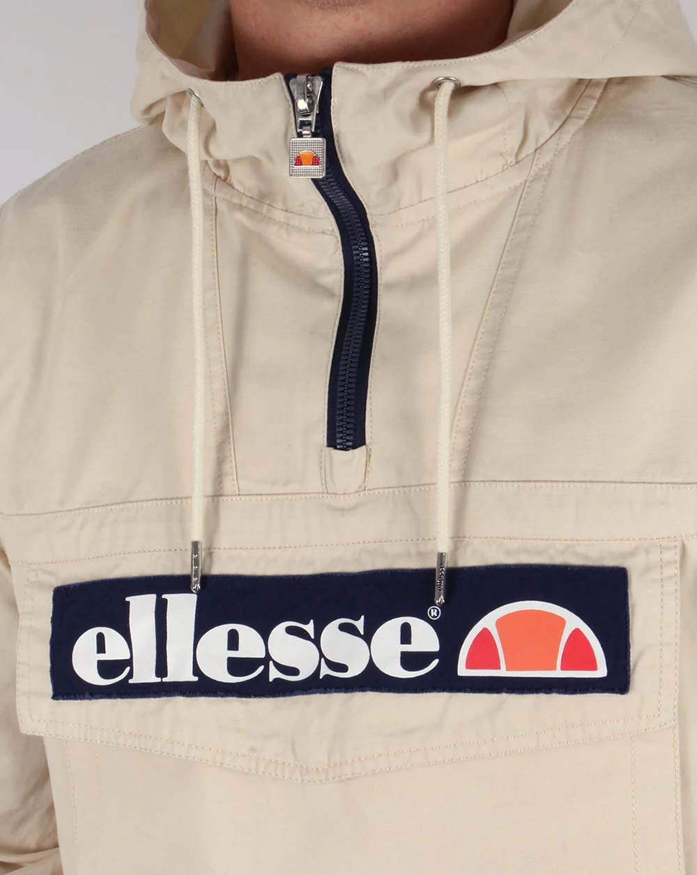 Ellesse QTR Zip Smock Jacket Light Stone - Image 3