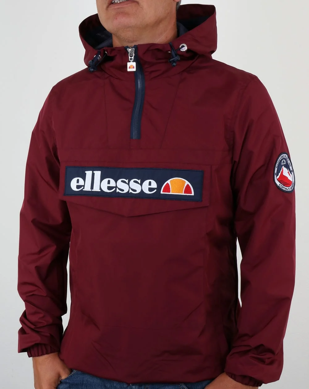 Ellesse Quarter Zip Overhead Jacket in Burgundy