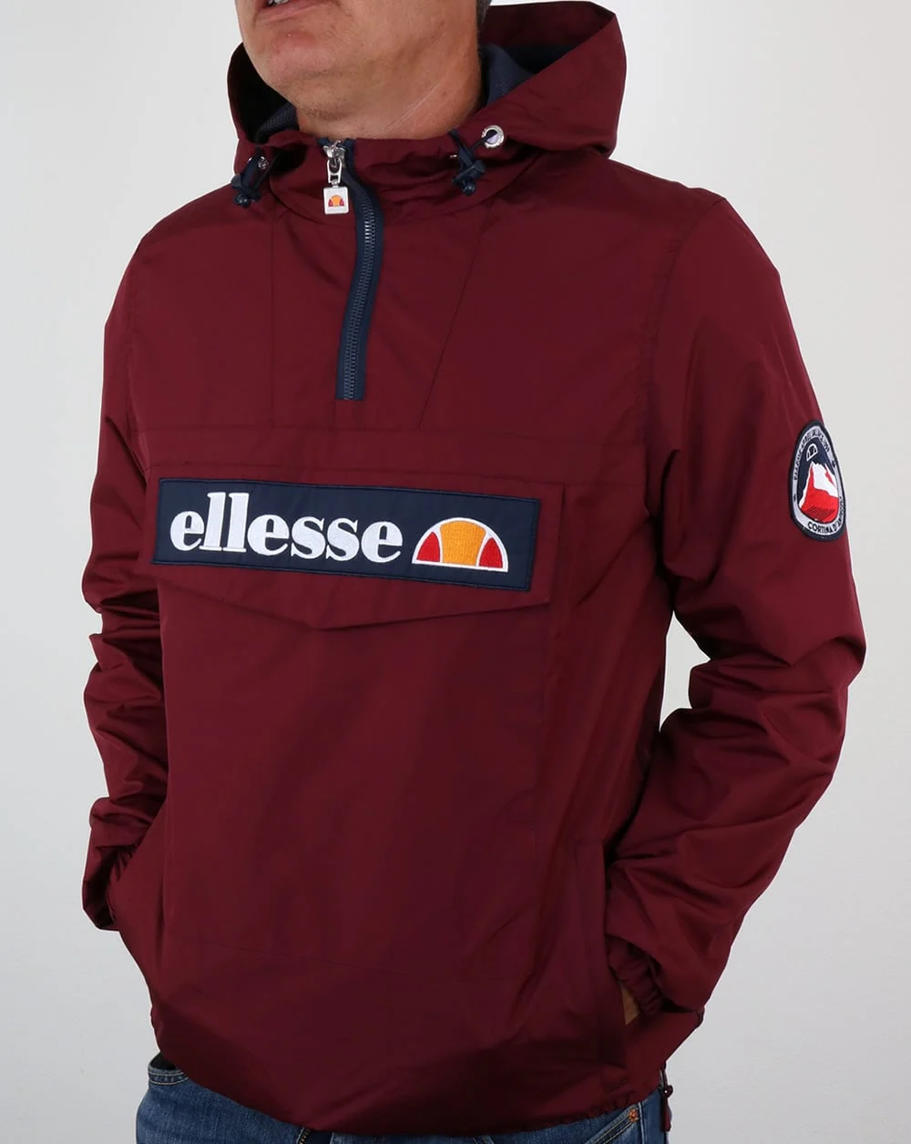 Ellesse Quarter Zip Overhead Jacket in Burgundy - Image 4