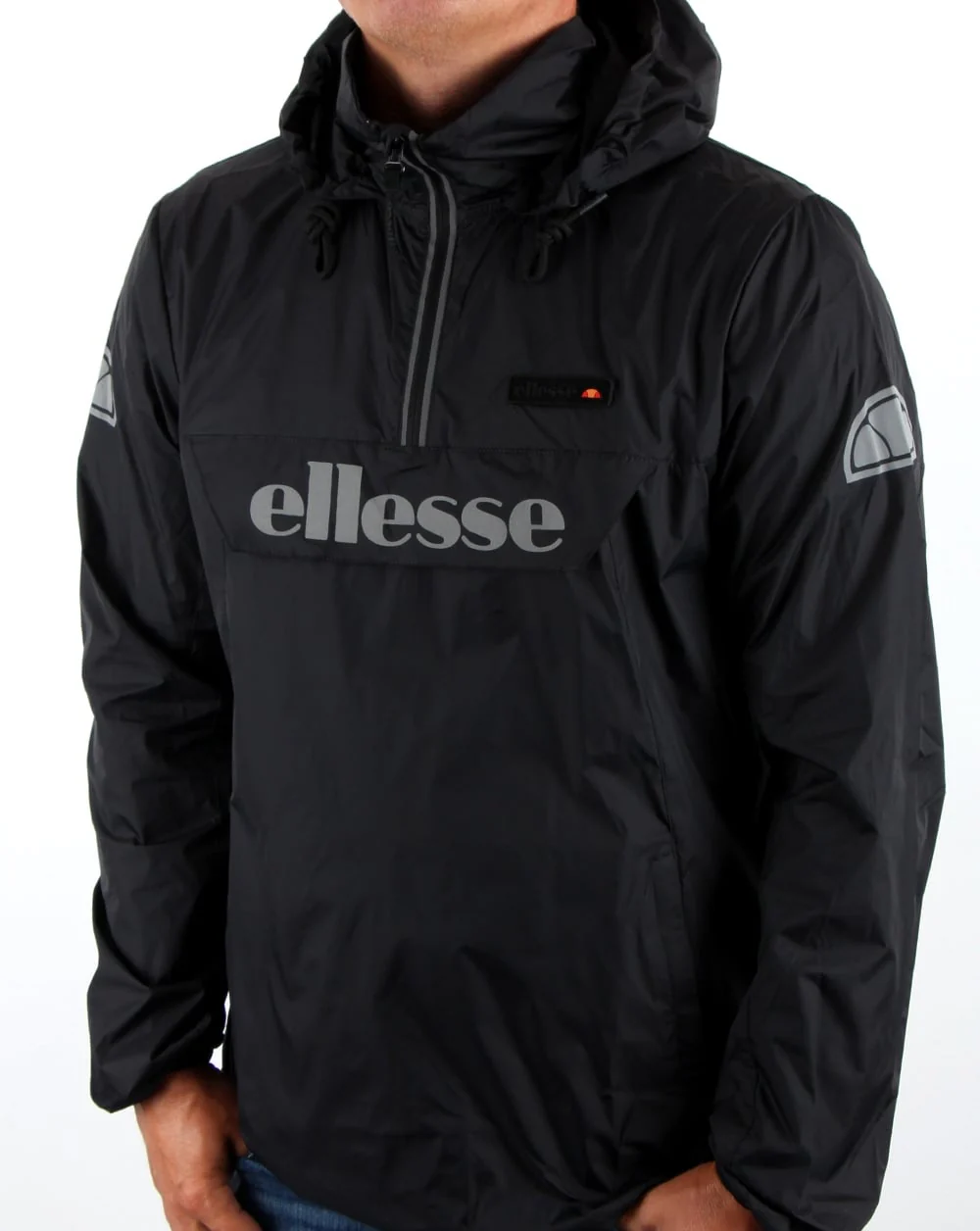 Ellesse Quarter Zip Overhead Rain Jacket Black - Image 3
