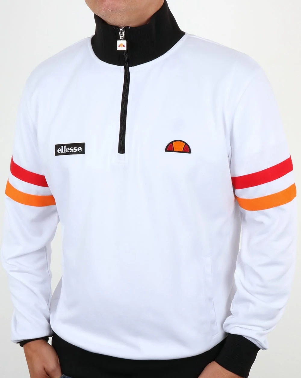 Ellesse Quarter Zip Roma Track Top White/Black