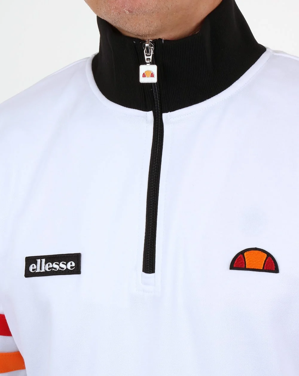 Ellesse Quarter Zip Roma Track Top White/Black - Image 3