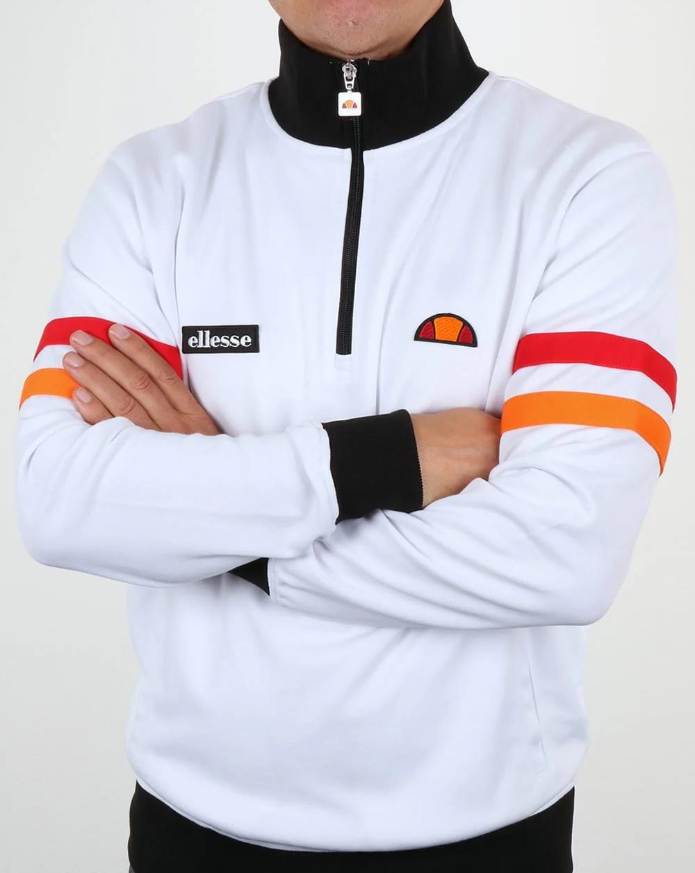 Ellesse Quarter Zip Roma Track Top White/Black - Image 4