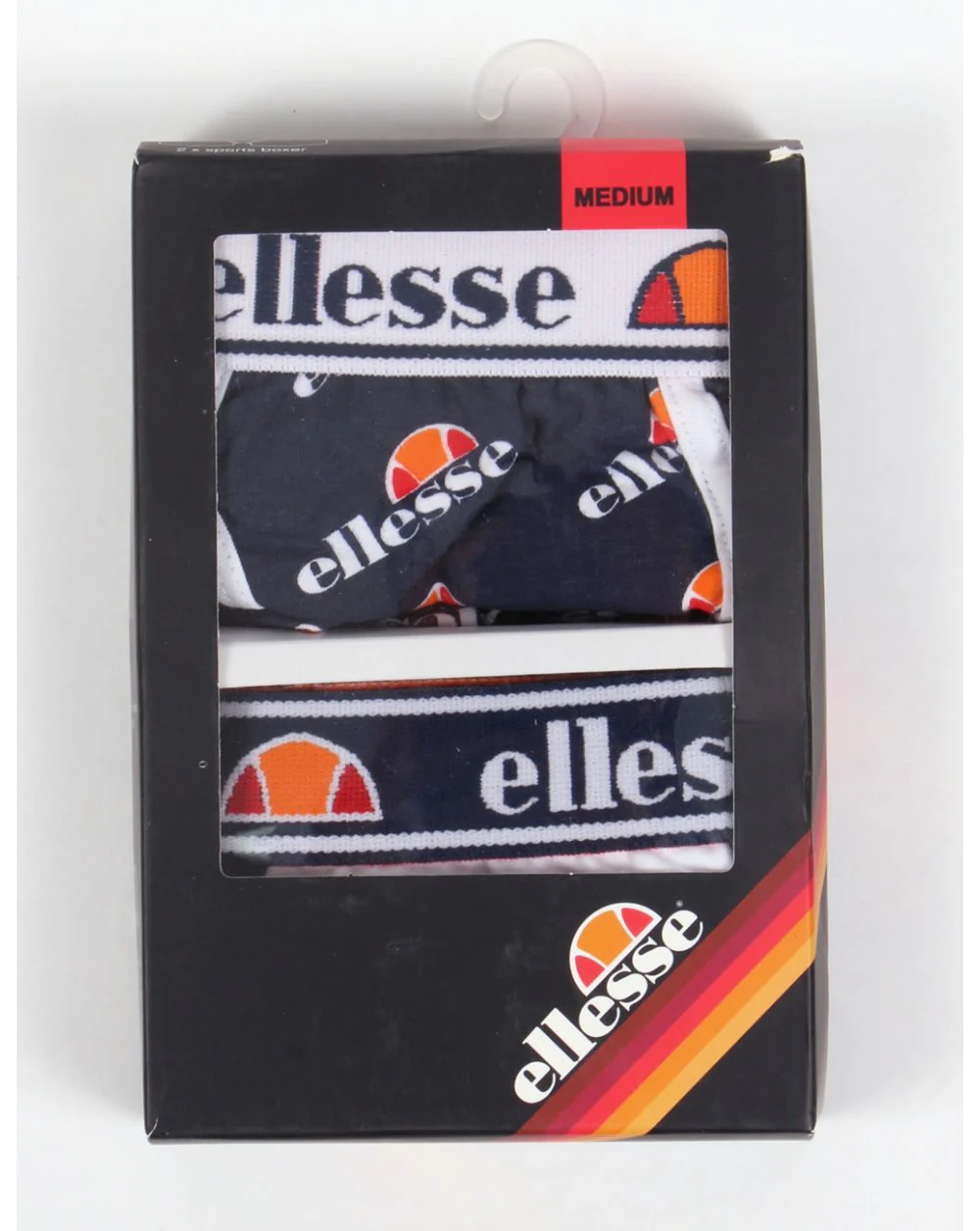 Ellesse Reno Logos Boxer Shorts Twin Pack Navy/white - Image 2