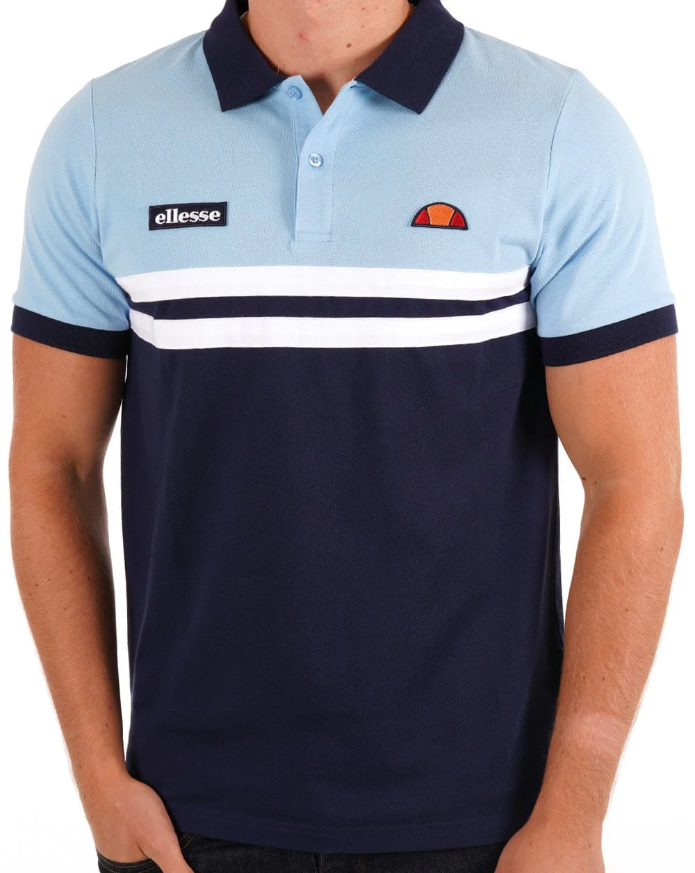 Ellesse Rimini Polo Shirt Sky Blue/Navy - Image 3