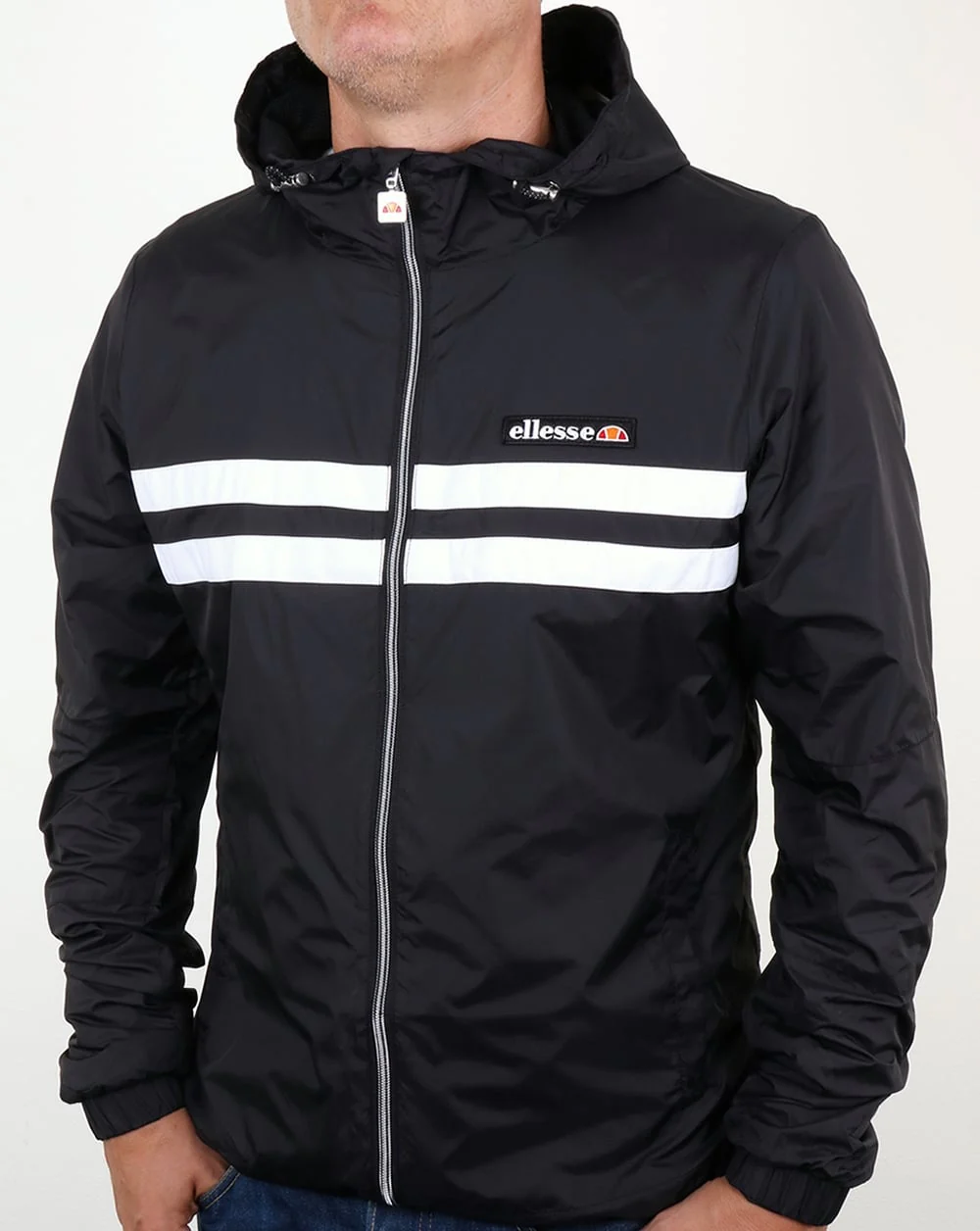 Ellesse Rimini Striped Rain Jacket Black - Image 2