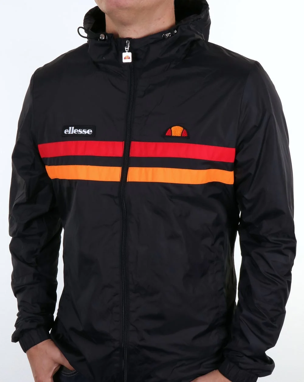 Ellesse Rimini Striped Rain Jacket Black/orange