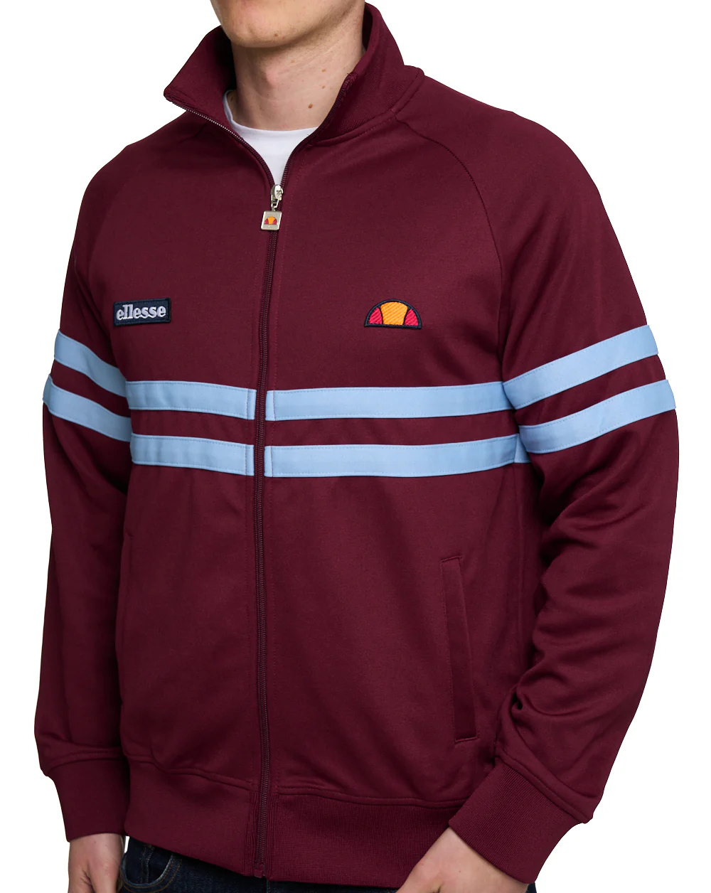Ellesse Rimini Track Top Claret/Sky Blue - Image 2