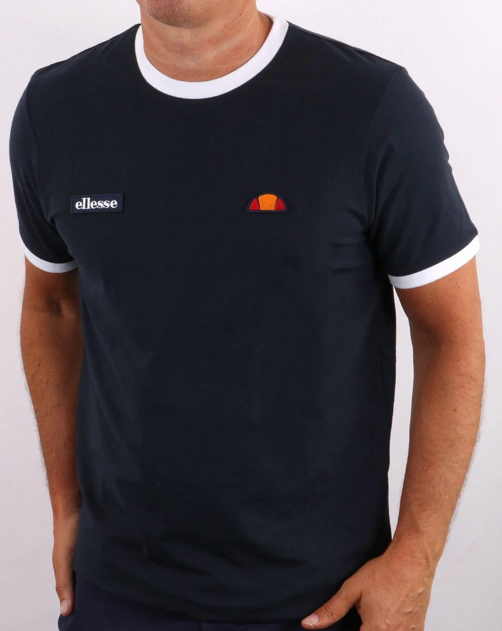 Ellesse Ringer T Shirt Navy - Image 3