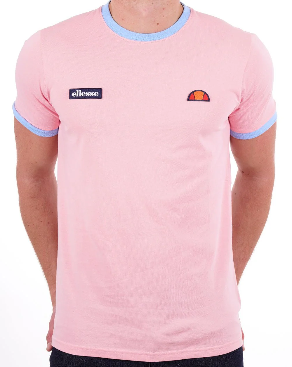 Ellesse Ringer T Shirt Pink/Sky Blue - Image 2