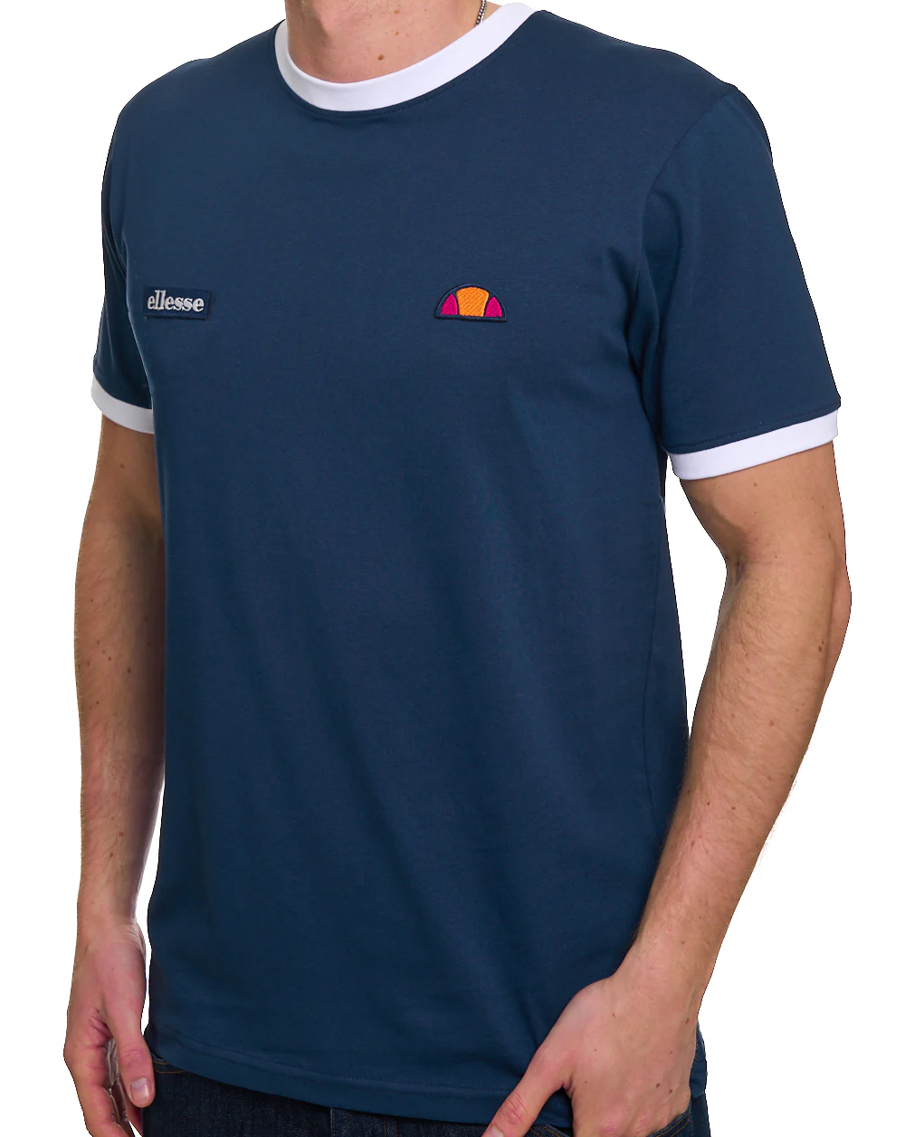 Ellesse Retro T Shirt Navy / White - Image 2