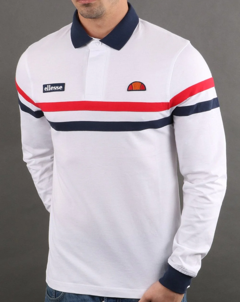 Ellesse Rugby Shirt White/Navy/Red - Image 2