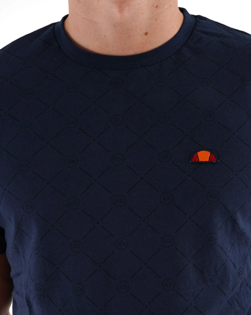 Ellesse Tonal Print T Shirt Navy - Image 2
