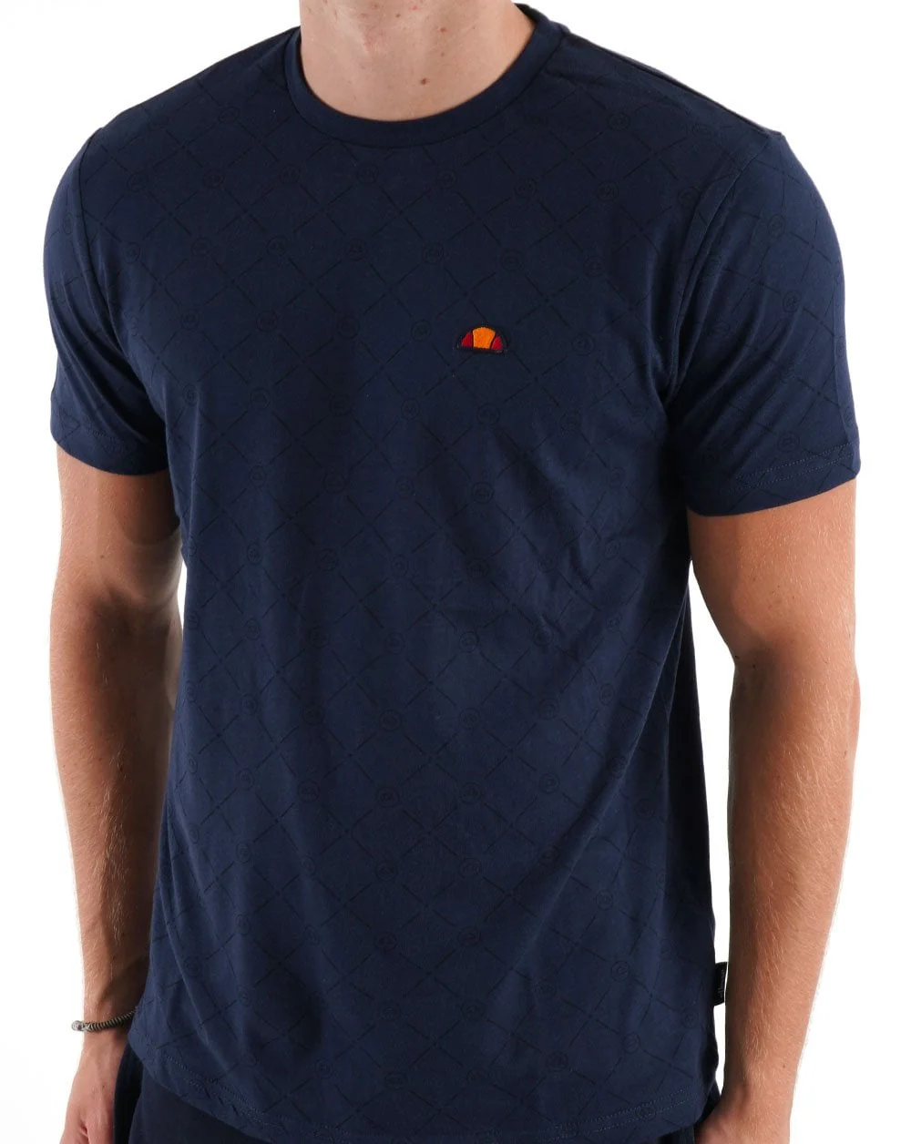 Ellesse Tonal Print T Shirt Navy - Image 3