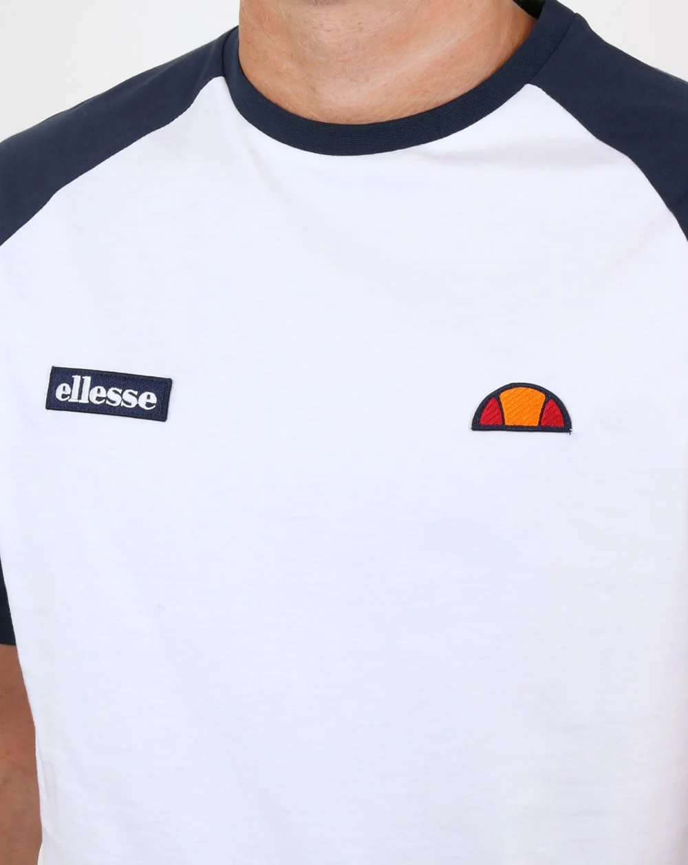 Ellesse Twin Logo T Shirt White/Navy - Image 3