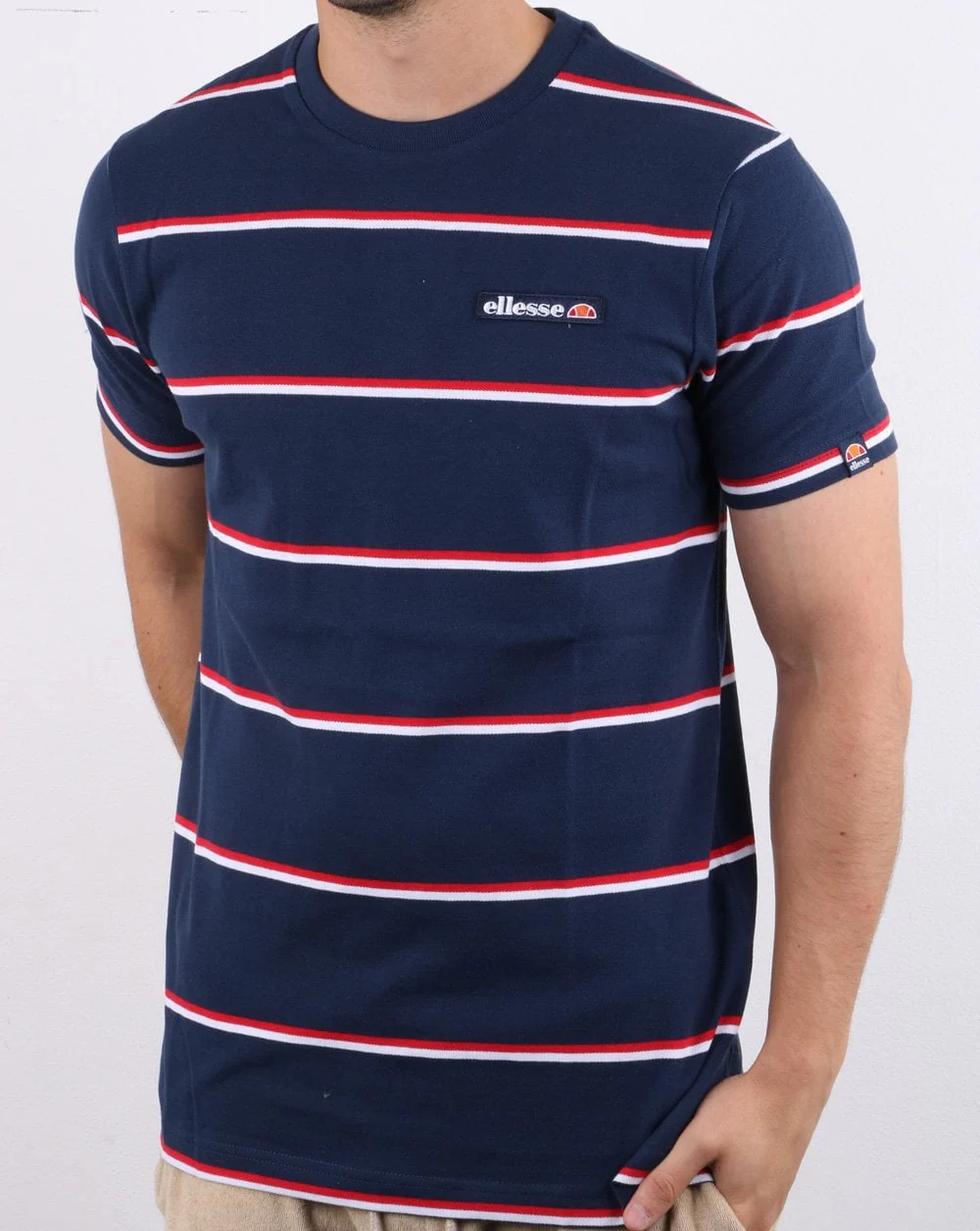 Ellesse Twin Stripe T Shirt Navy - Image 2