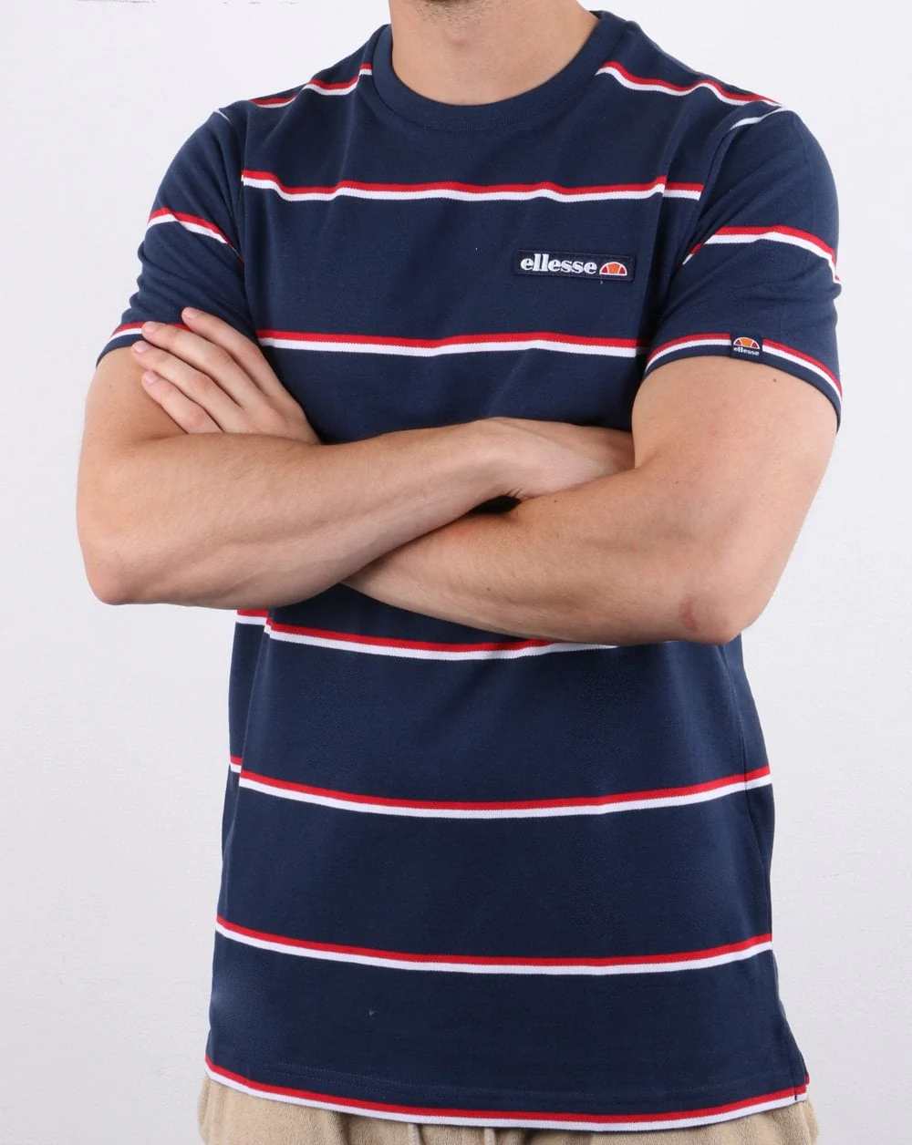 Ellesse Twin Stripe T Shirt Navy - Image 3