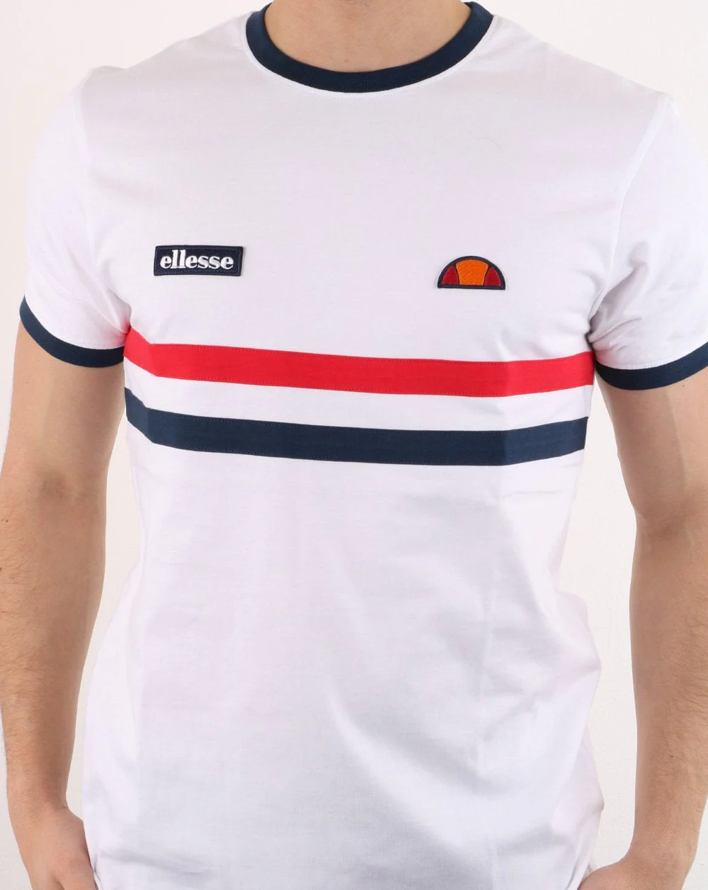 Ellesse Two Stripe T Shirt White - Image 3