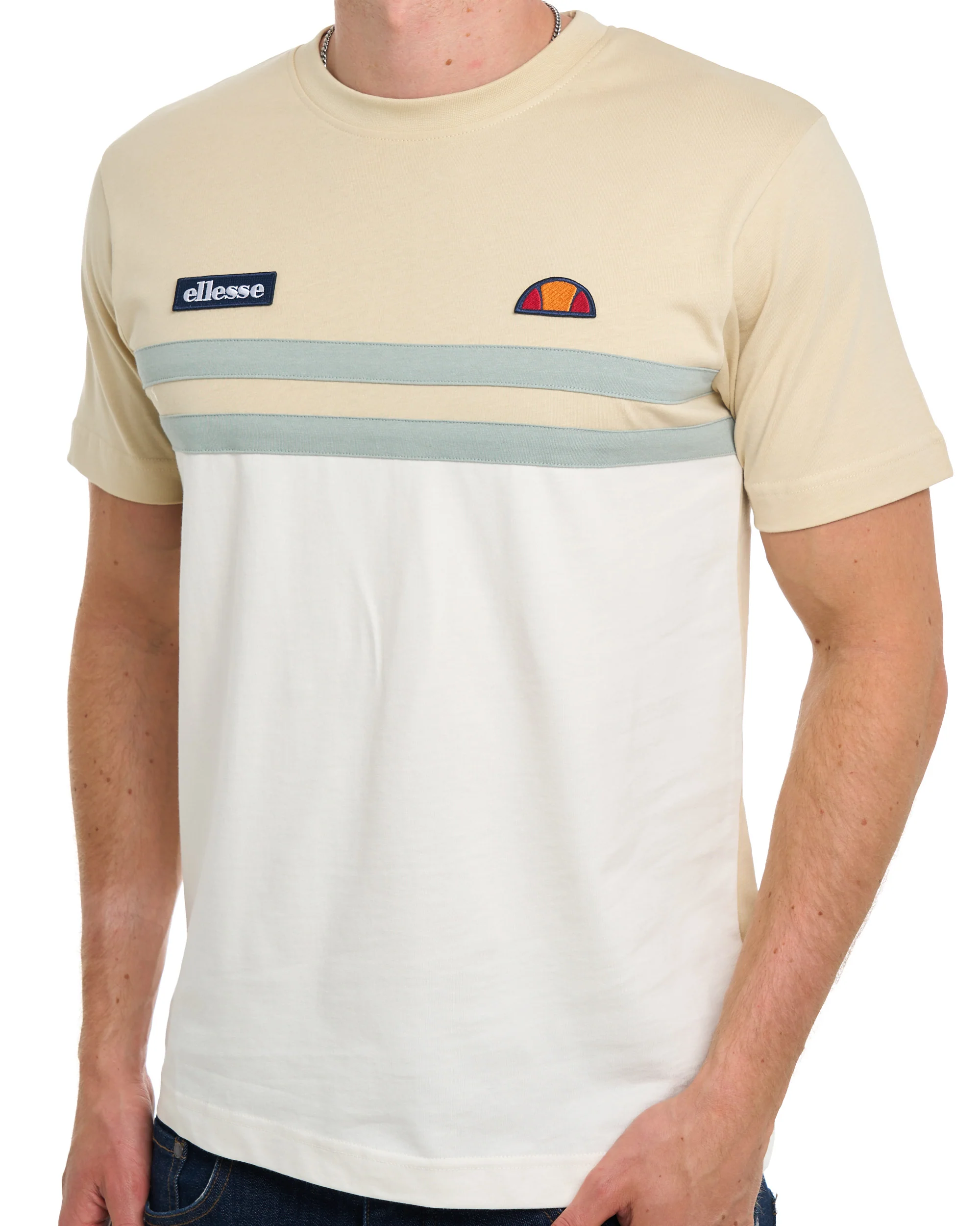 Ellesse Duo Stripe T Shirt Off White/Stone