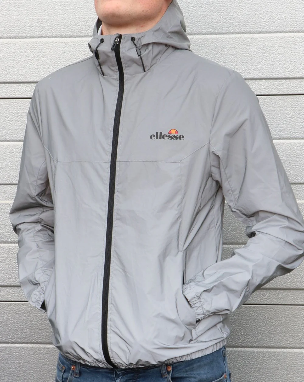 Ellesse Zip Up Reflective Jacket Silver Grey - Image 3
