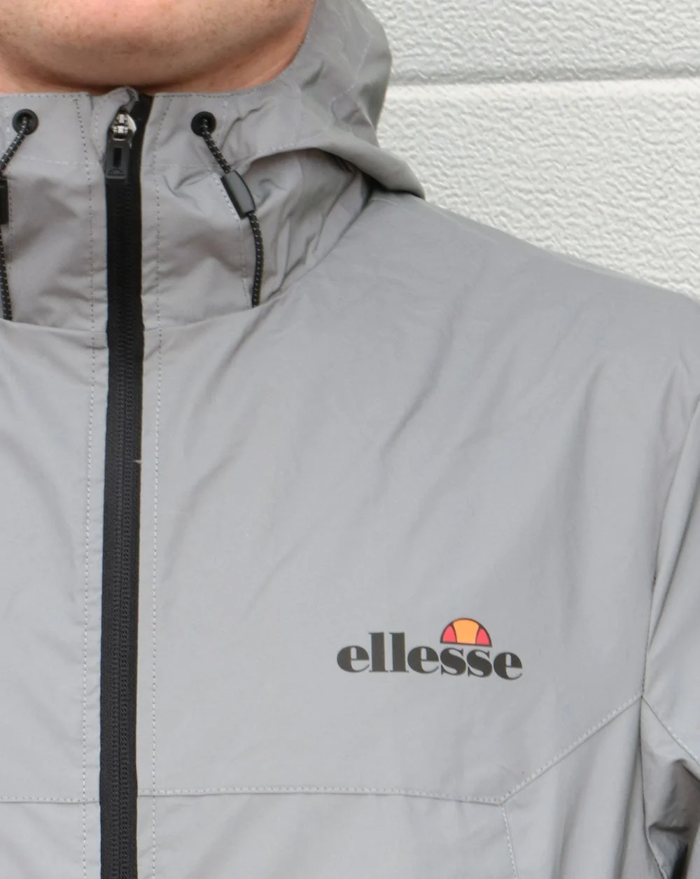 Ellesse Zip Up Reflective Jacket Silver Grey - Image 4