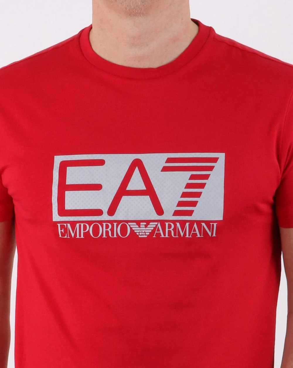 Emporio Armani EA7 Box Logo T Shirt in Red - Image 3