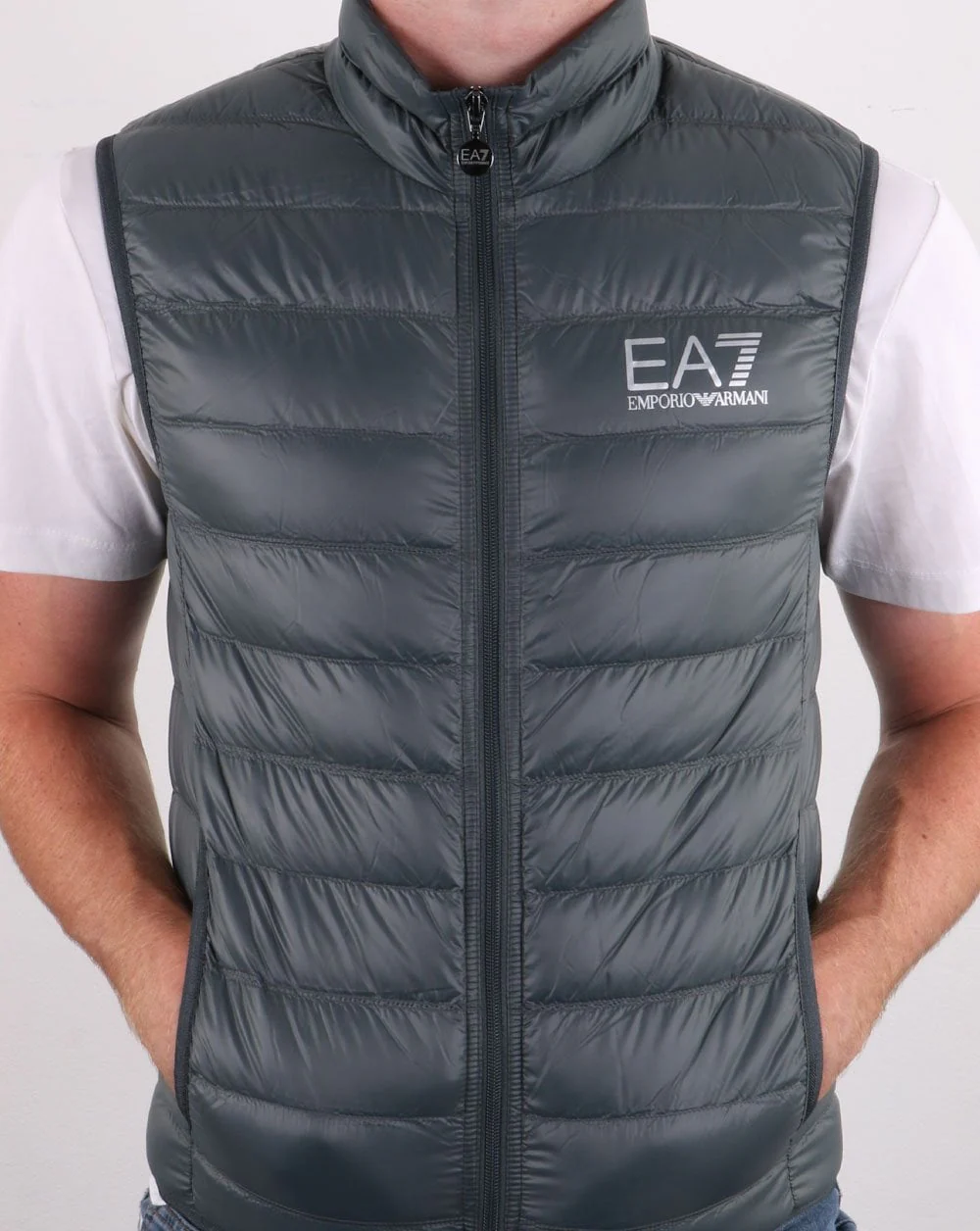 Emporio Armani EA7 Core Logo Down Vest Silver - Image 3