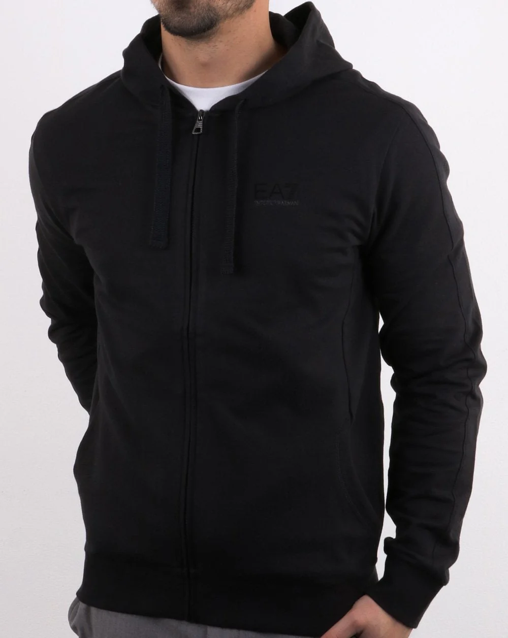 Emporio Armani EA7 Core Logo Full Zip Hooded Sweat Black - Image 2