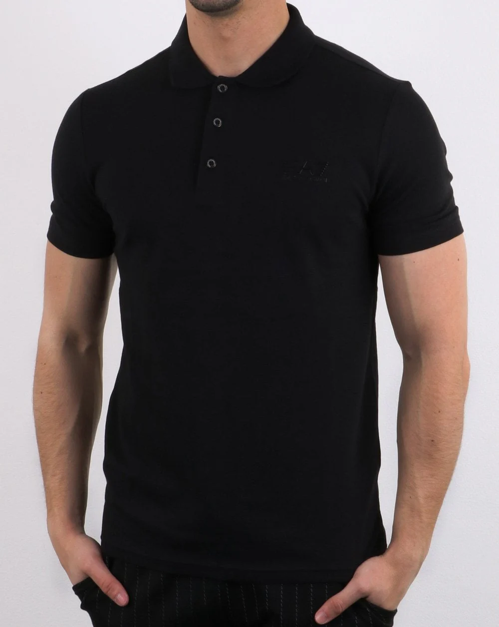 Emporio Armani EA7 Core Logo Pique Polo Shirt Black