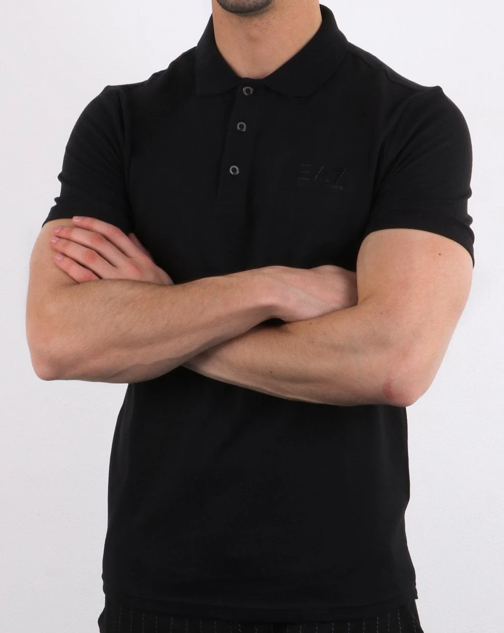 Emporio Armani EA7 Core Logo Pique Polo Shirt Black - Image 3