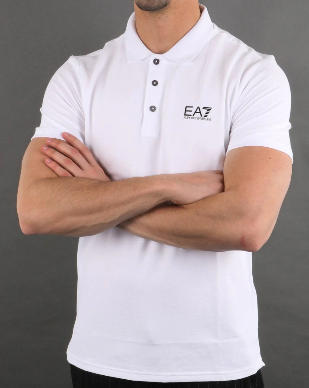 Emporio Armani EA7 Core Logo Pique Polo Shirt White - Image 3