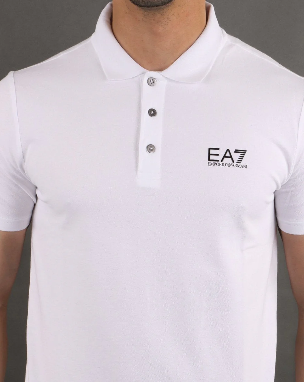 Emporio Armani EA7 Core Logo Pique Polo Shirt White - Image 4