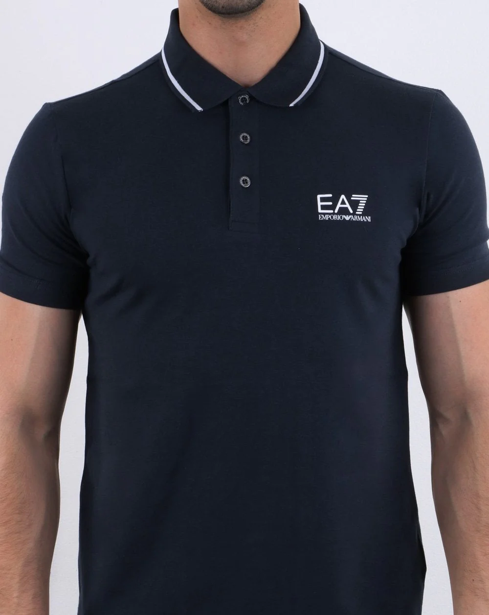 Emporio Armani EA7 Core Logo Tipped Polo Shirt Navy - Image 4