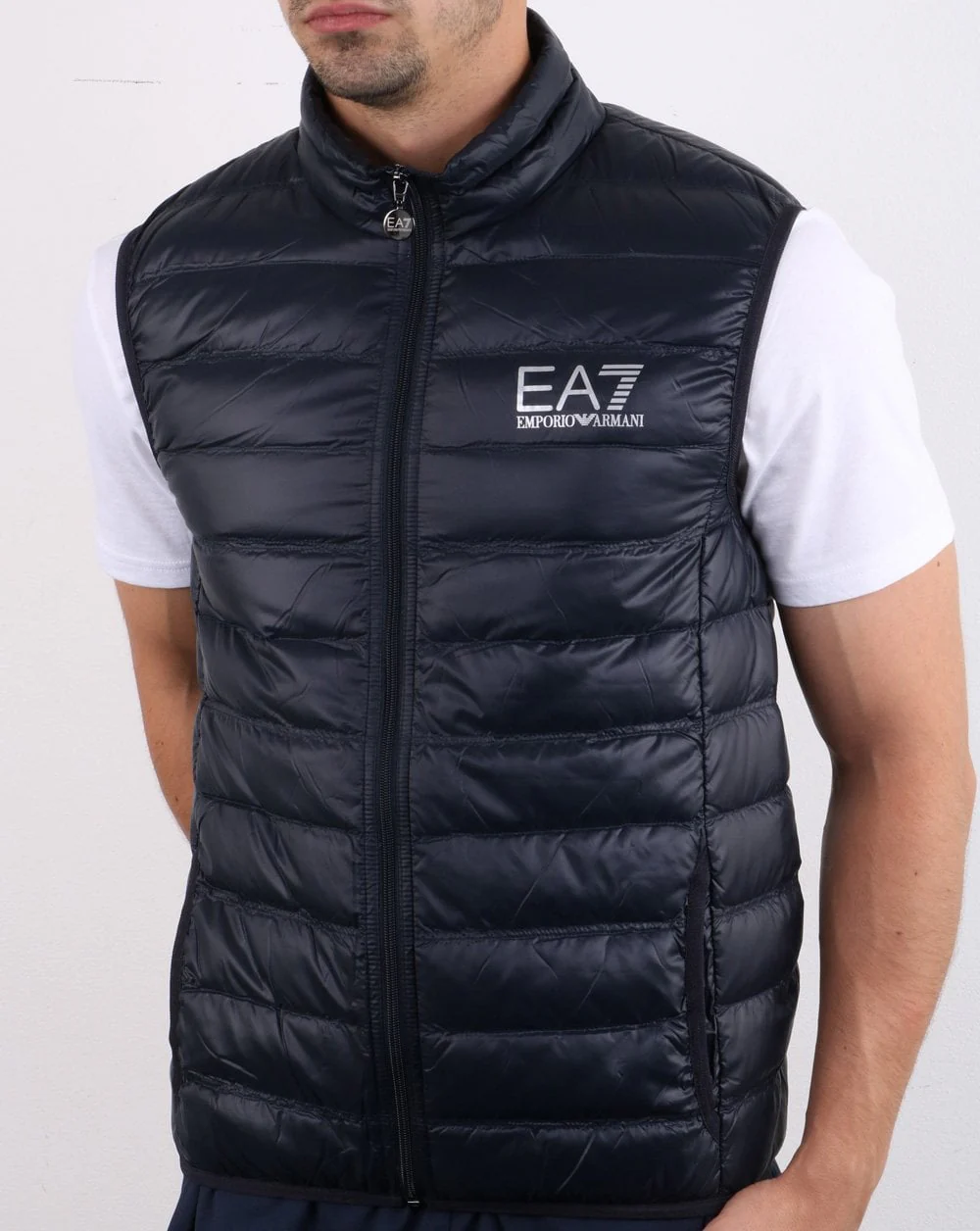 Emporio Armani EA7 Core Logo Zip Down Vest Night Blue - Image 2