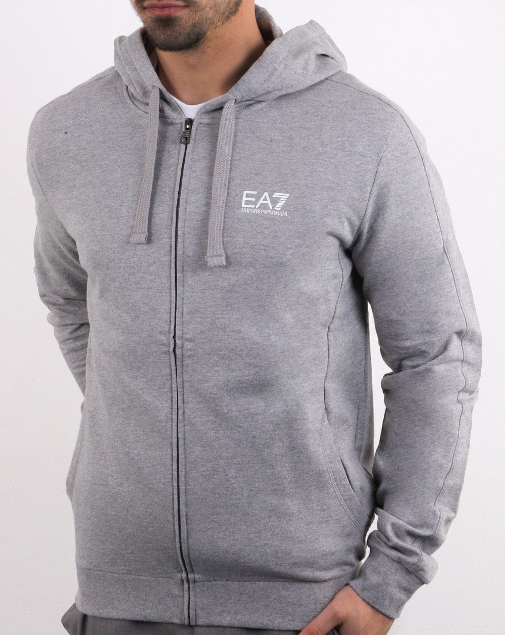 Emporio Armani EA7 Core Logo Zip Hooded Sweat Grey - Image 2