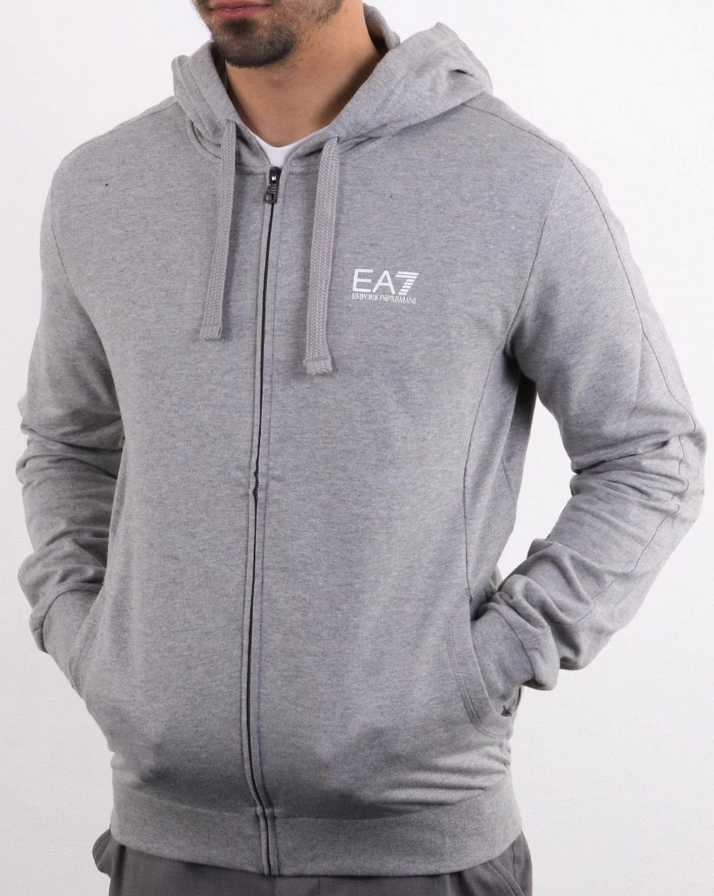 Emporio Armani EA7 Core Logo Zip Hooded Sweat Grey - Image 3
