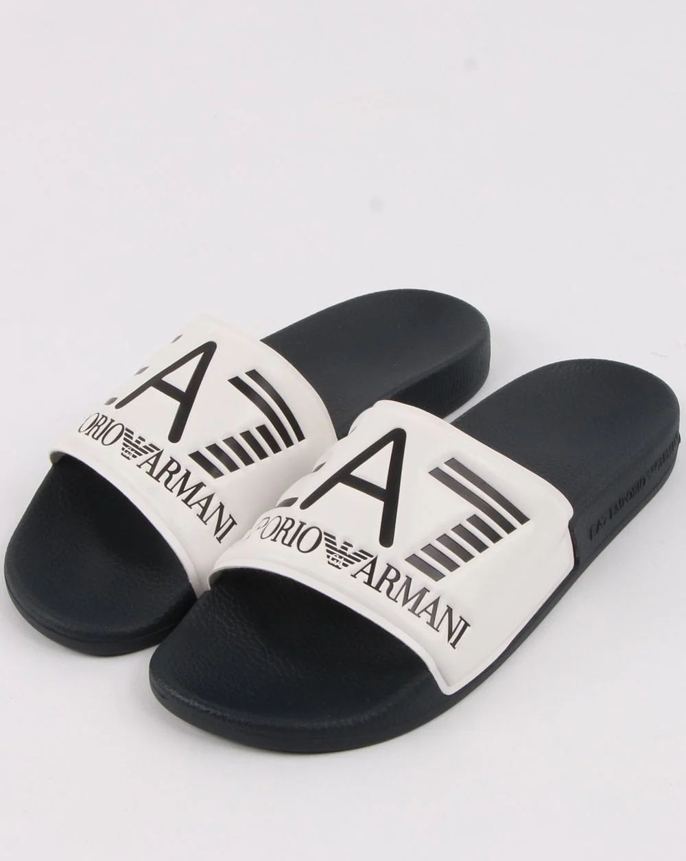 Emporio Armani EA7 Logo Sliders White/navy