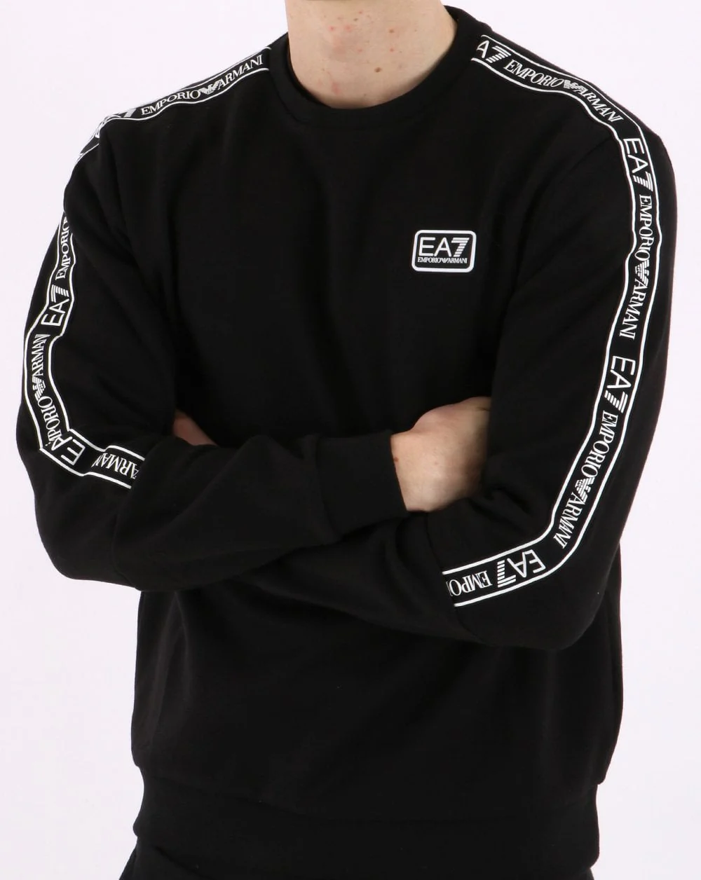 Emporio Armani EA7 Tape Logo Sweatshirt Black - Image 3