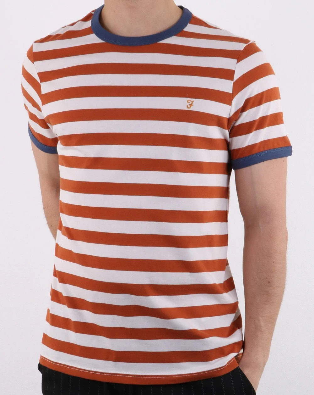 Farah Belgrove Stripe T-shirt Rust - Image 2
