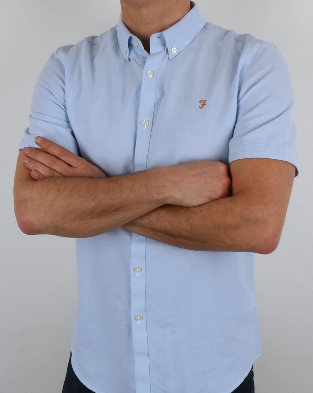 Farah Brewer Short Sleeve Shirt Sky Blue - Image 3
