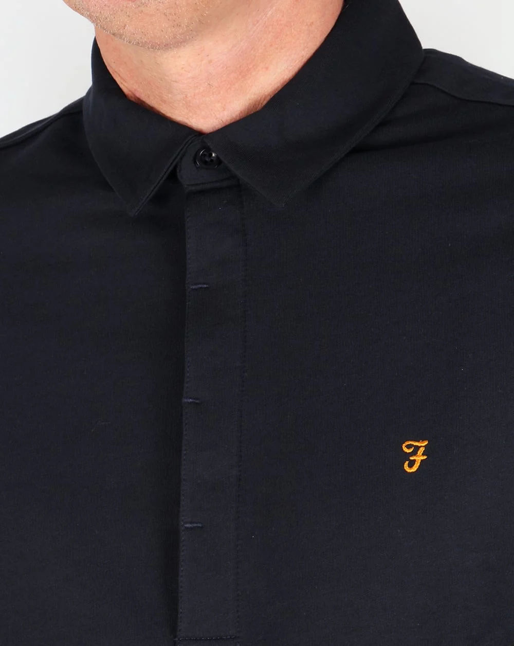 Farah Earlston Long Sleeve Polo Shirt Navy - Image 2