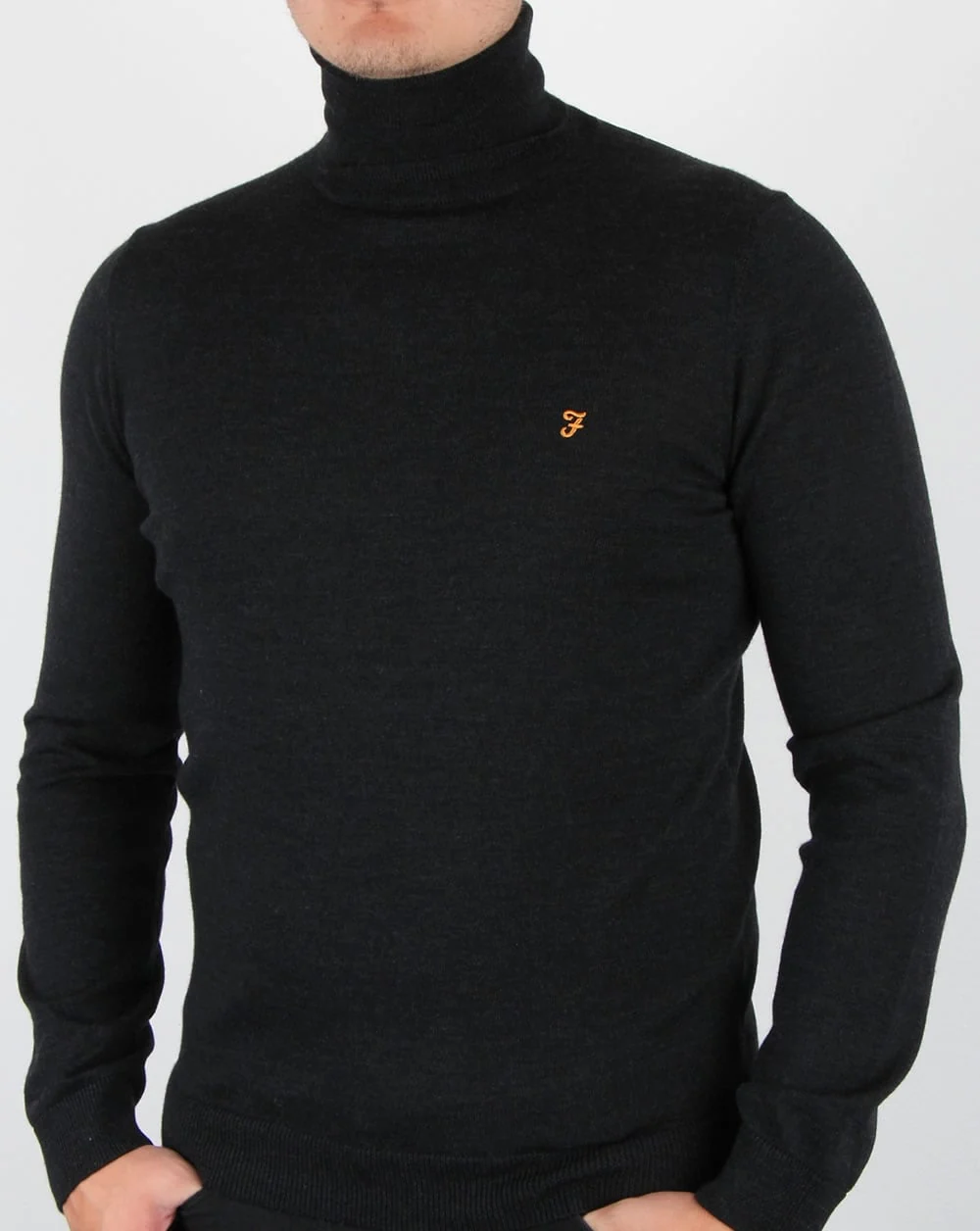 Farah Gosforth Merino Roll Neck Dark Asphalt Marl - Image 3